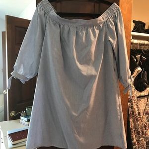 Seersucker off the shoulder dress